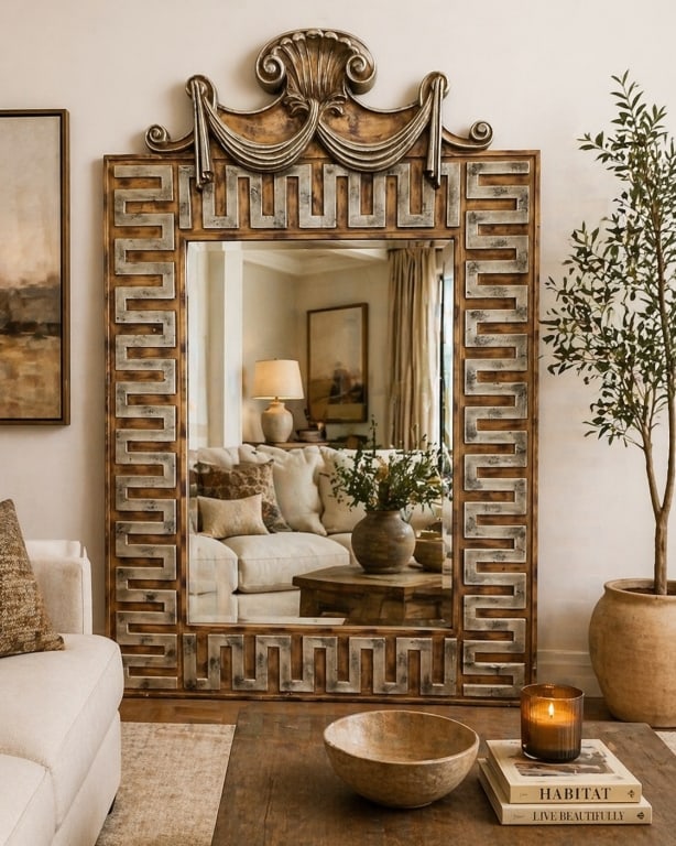 LARGE NEOCLASSICAL HOLLYWOOD REGENCY STYLE MIRROR (1 of 9)