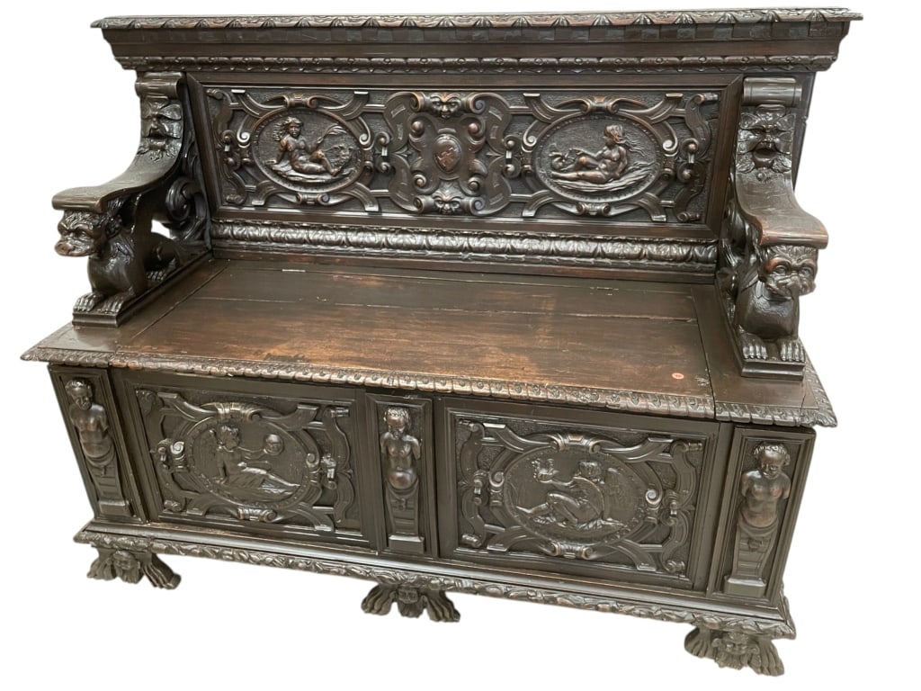 RENAISSANCE REVIVAL STORAGE BENCH CHEST GRIFFINS (1 of 17)
