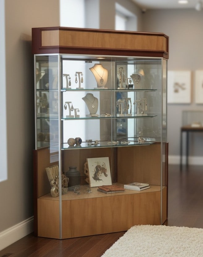TALL GLASS DISPLAY SHOWCASE CABINET 6' (1 of 7)