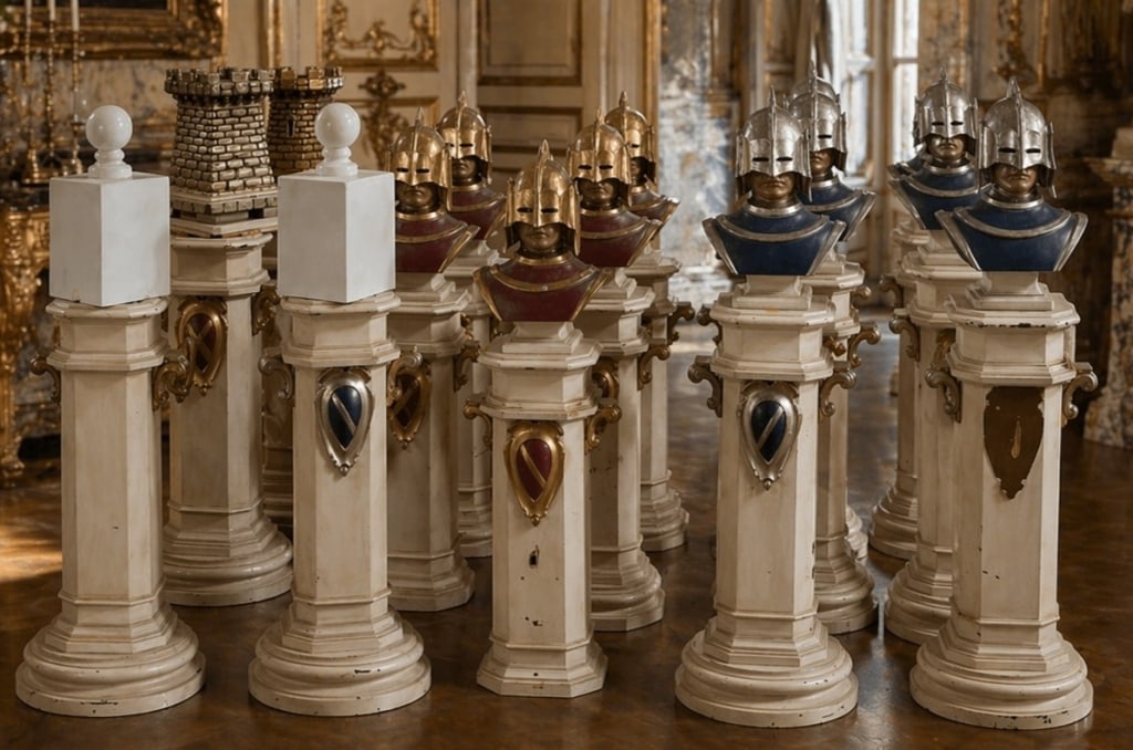 LOT OF 19 MONUMENTAL MEDIEVAL STYLE KNIGHT COLUMNS (1 of 20)