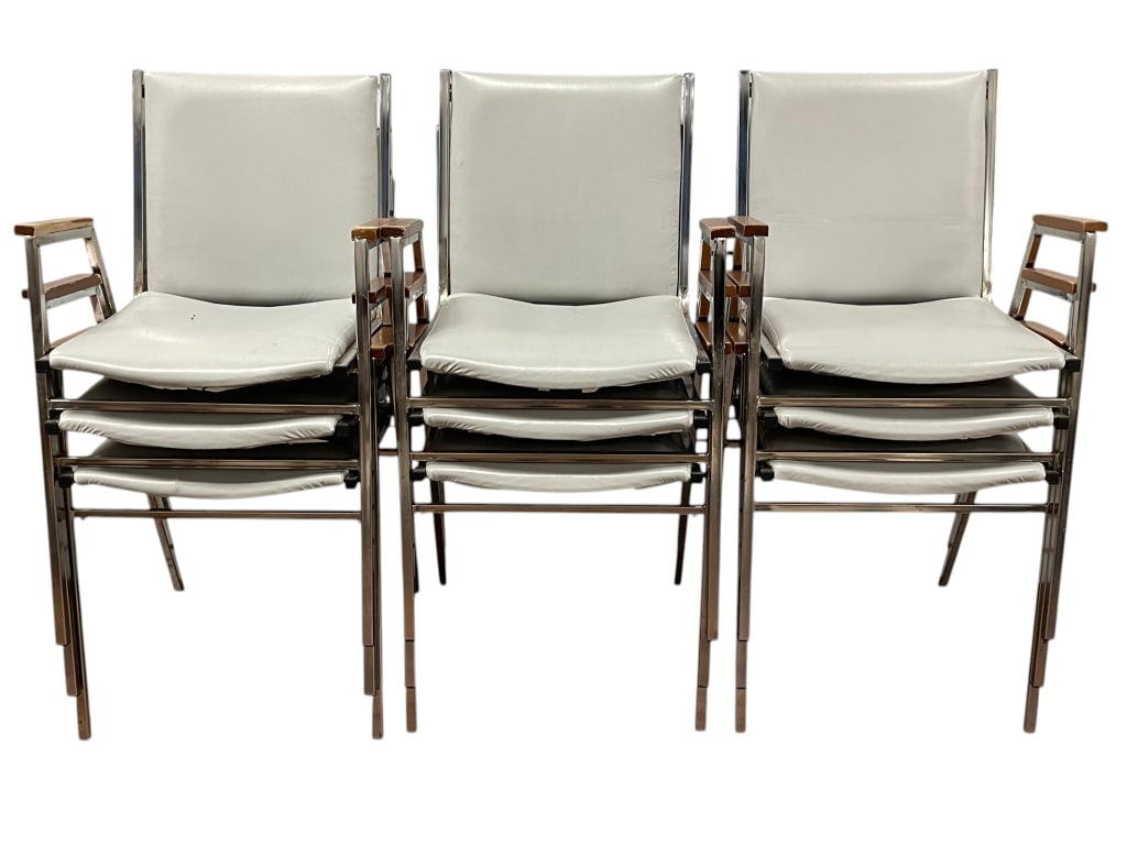 LOT OF 6 CHROME AND WHITE CHAIRS DELI DINING 34" H (1 of 13)