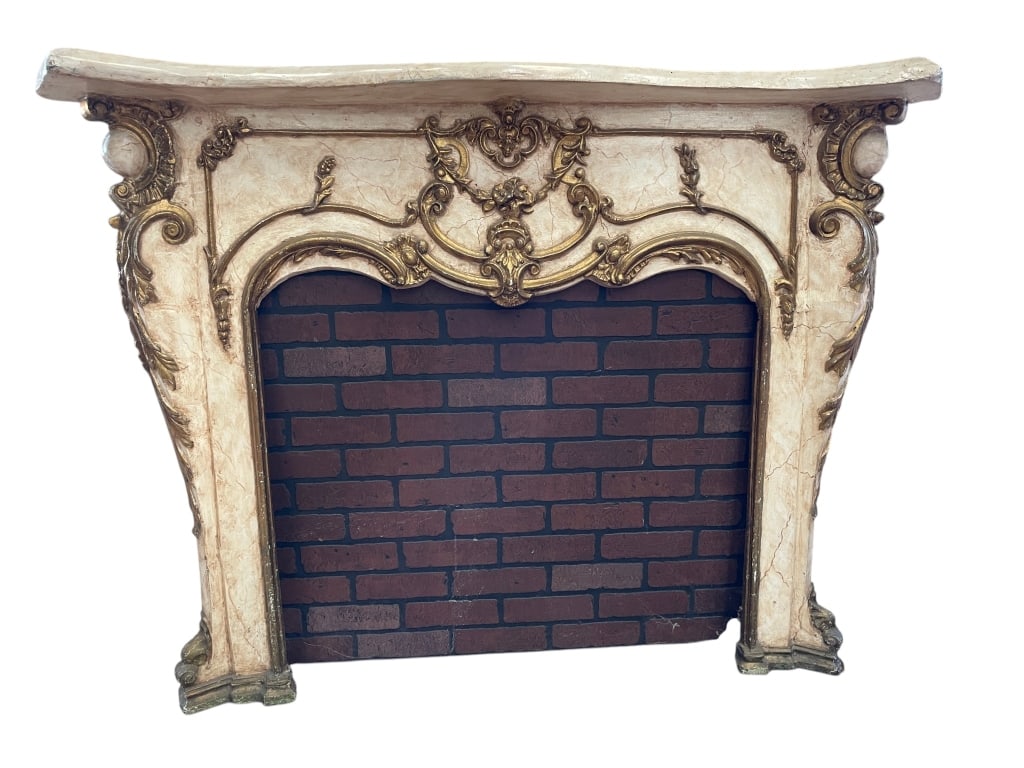 NEOCLASSICAL CARVED MARBLE TOP FAUX FIREPLACE (1 of 11)