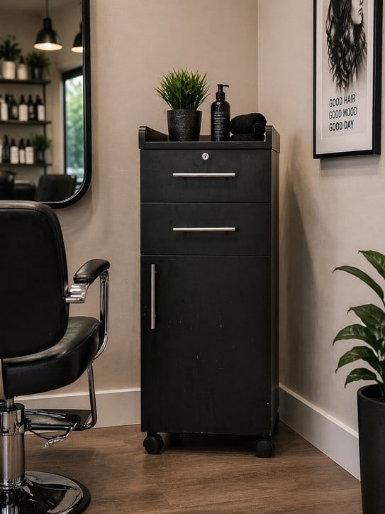 TALL BLACK SALON CABINET FOR SUPPLIES BARBER SHOP (1 of 8)
