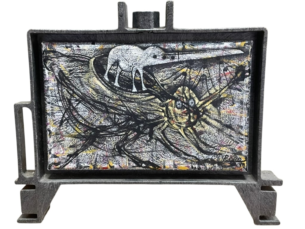 MODERN INDUSTRIAL STYLE RESIN FRAMED ABSTRACT ART (1 of 8)