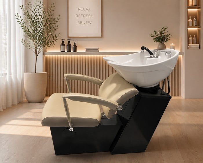 PRO COMBO SALON SHAMPOO CHAIR W/ SINK ATTACHED: Barely used condition, really amazing chair with wraps still on the arms, business closed and need to move many of the cosmo chairs. Please check our other listings. msn260421 ** THESE ITEMS WILL BE F
