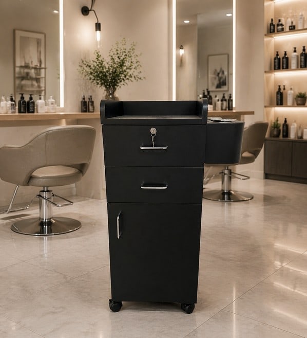 BLACK SALON BARBER SHOP TOOL WORK STATION CABINET (1 of 9)