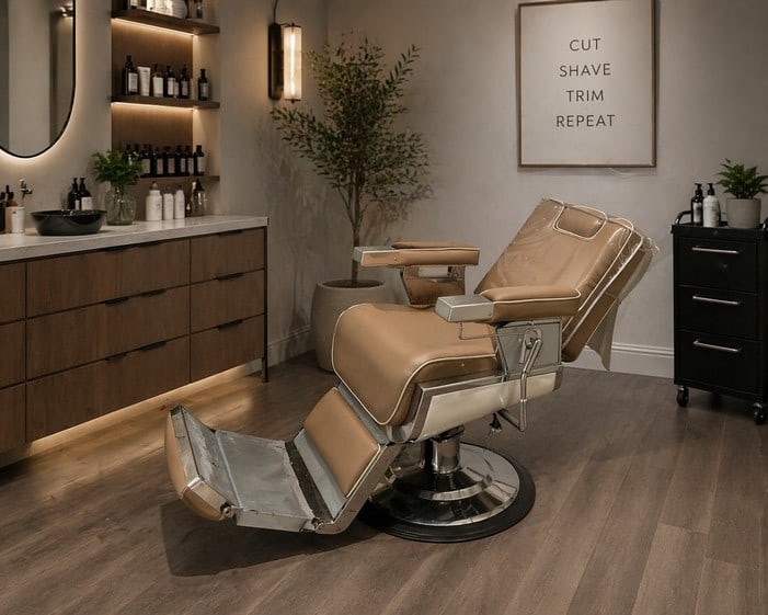 UPSCALE HYDRAULIC BARBER SALON CHAIR WARM TAN (1 of 11)