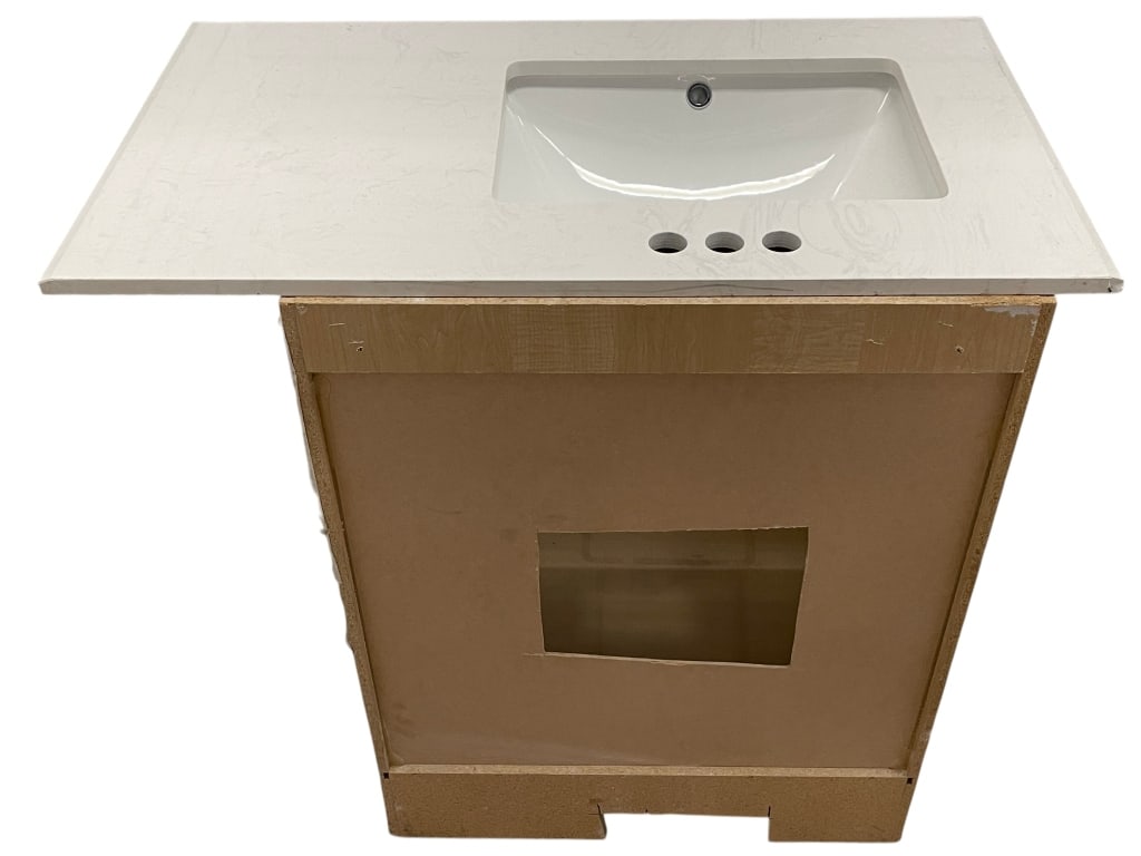 WHITE TRANSITIONAL BATHROOM VANITY WITH SINK TOP (1 of 14)