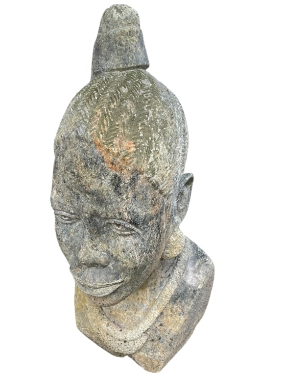 LARGE STONE ZAMBIAN BUST SCULPTURE 27" (1 of 4)