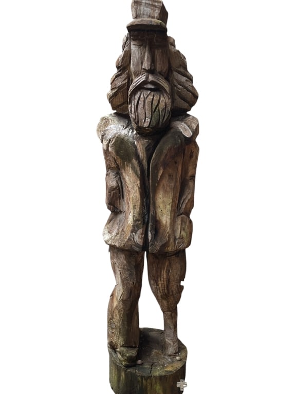 LARGE CARVED WOOD FOLK ART FIGURAL SCULPTURE 73" (1 of 6)