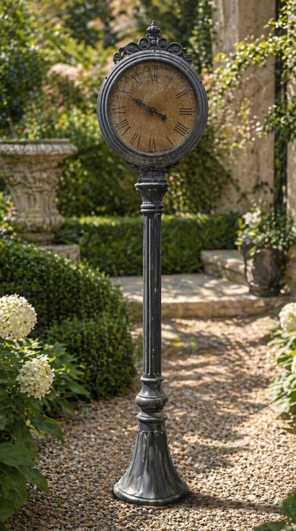 VINTAGE OUTDOOR PEDESTAL CLOCK GARDEN (1 of 6)