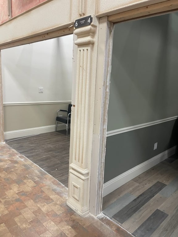 NYC STREETSCAPE FAUX STONE BUILDING COLUMN 7FT: Location 64LEX under terra cotta facade. WW Cosmo area. Needs to be removed by buyer. COLUMNS are sold as shown in pictures, all columns are approximately 7 feet tall. If the facade is set back from t