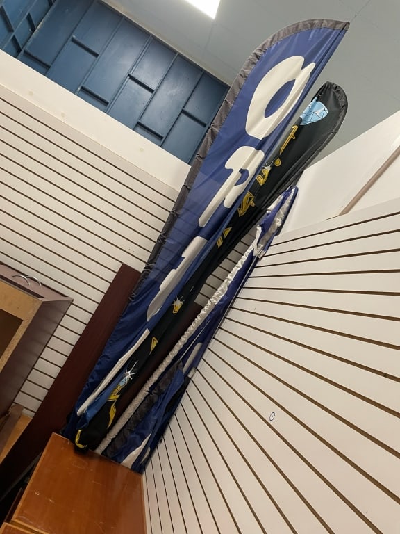 LOT OF RETAIL OPEN SALE FLAGS AND POLES MISC (1 of 3)