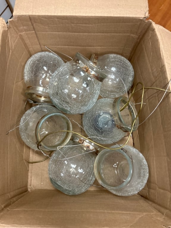 LOT OF 8 CRACKLE GLASS FAIRY LIGHT GLOBES (1 of 8)