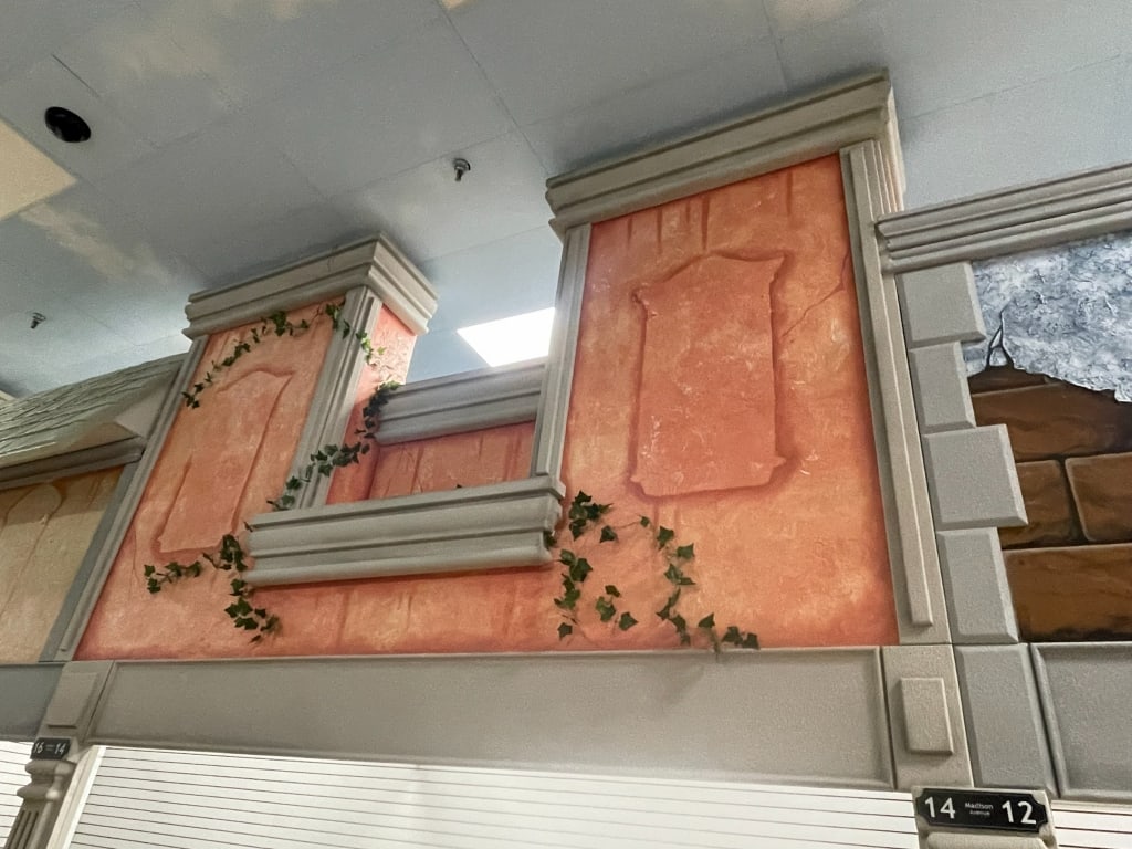 TERRA COTTA STONE FACADE LOW MIDDLE HIGH SIDES: 16 14 MADISON AVE FACADES are sold as shown in pictures, for visualization the ceiling is 19 feet tall and the columns are 7 foot. If the facade is parallel to column the measure will be approx from