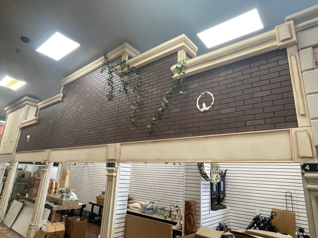 TRIPLE DARK BRICK FACADE: FACADES are sold as shown in pictures, for visualization the ceiling is 19 feet tall and the columns are 7 foot. If the facade is parallel to column the measure will be approx from the column up. If t