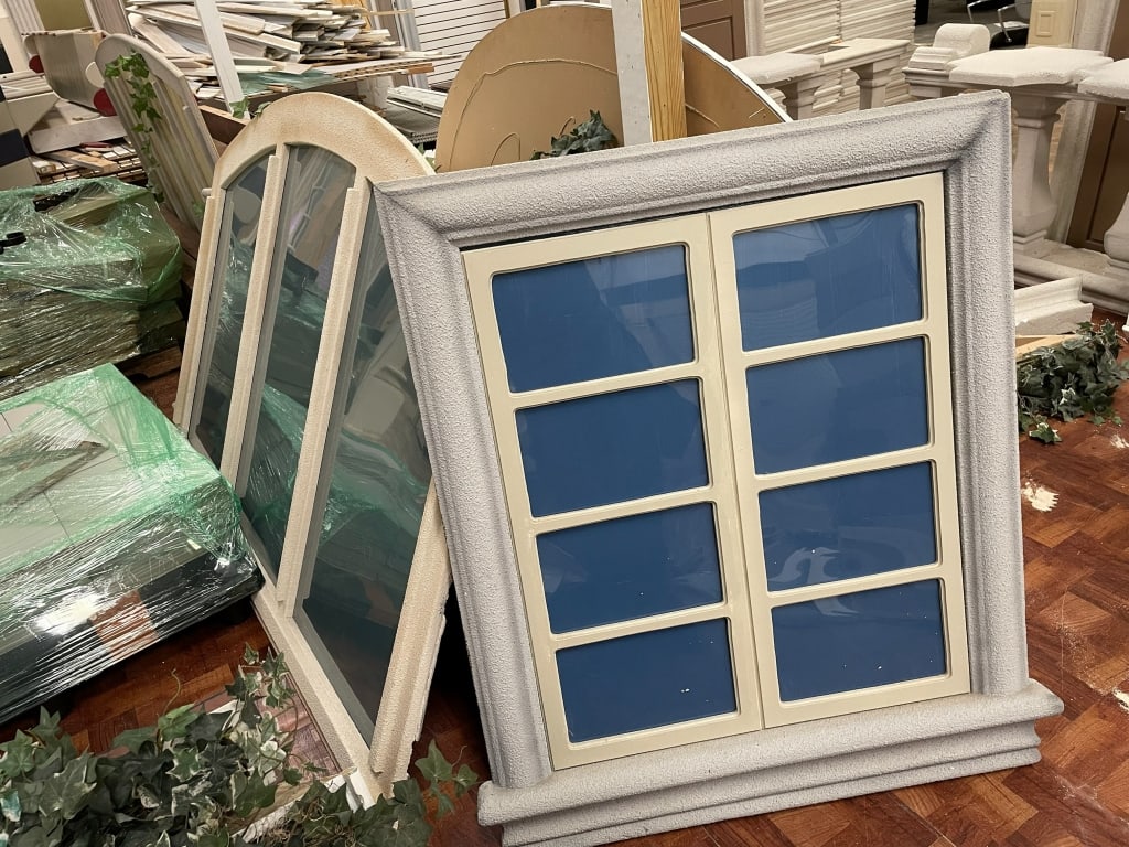 LOT OF 2 BLUE PANED WINDOW FACADE PARTS: Located in Delray- By Appointment Pickup May 16th 12-5- NOT at DeJaVu Showroom!! ** THIS LOT IS OFFSITE PICK UP - THESE ITEMS WILL BE FOR PICK UP IN DELRAY BEACH, FLORIDA ONLY ON DESIGNATED DAYS,