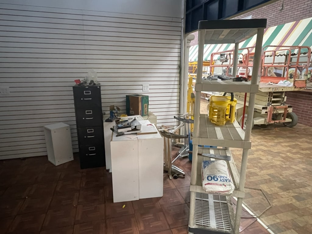 PILE OF SHELVES AND CABINETS FILE 3 TALL SHELVES S: 3 TALL SHELVES, 3 LITTLE WHITE SHELVES, AND TWO FILE CABS. Located in Delray- By Appointment Pickup May 16th 12-5- NOT at DeJaVu Showroom!! ** THIS LOT IS OFFSITE PICK UP - THESE ITEMS WILL BE FOR PIC