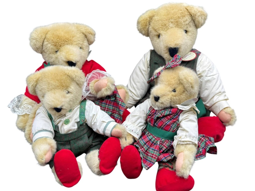 FOUR DRESSED BEAR PLUSH FIGURES (1 of 4)