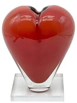 JAROSLAV SVOBODA RED ART GLASS HEART VASE 16" (1 of 6)