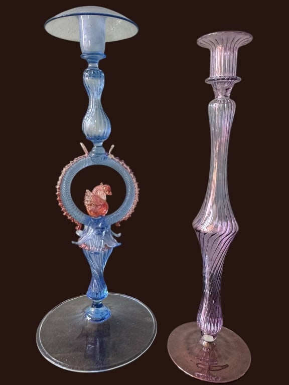 VENETIAN ART GLASS CANDLESTICKS (1 of 3)