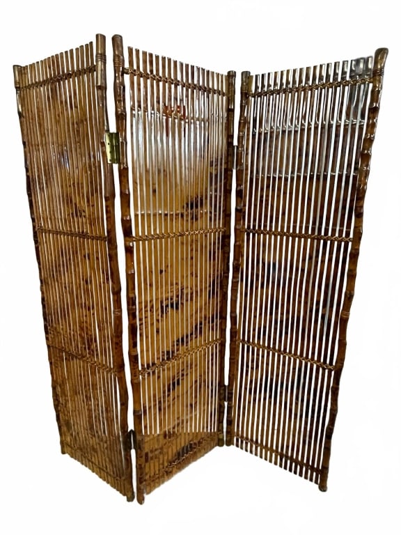 VINTAGE BAMBOO ROOM DIVIDER SCREEN 72" (1 of 6)