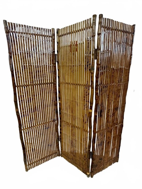 THREE PANEL BAMBOO ROOM DIVIDER SCREEN 72" (1 of 5)