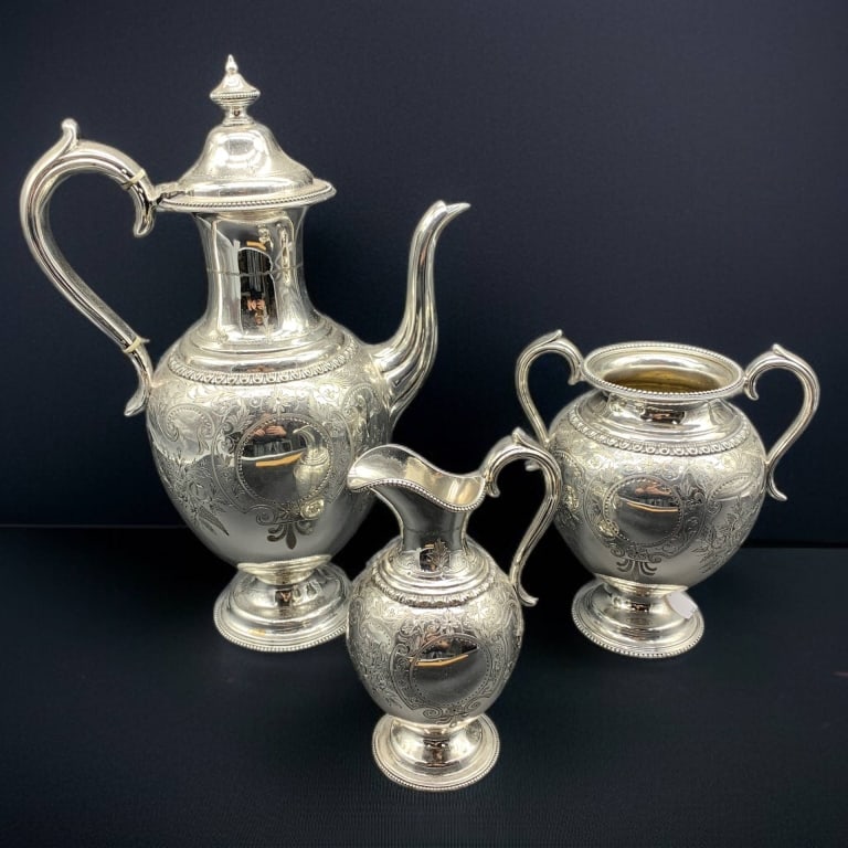 3 PCS HALLMARK SILVER PLATED TEA SET 12.5" (1 of 12)