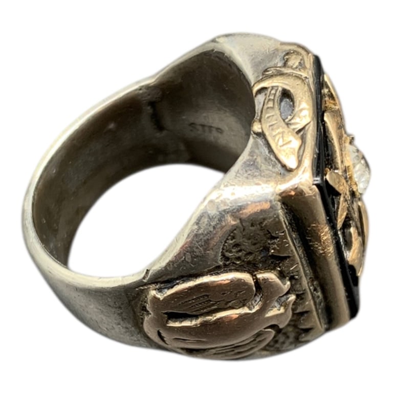 STERLING SILVER MASONIC RING 8.5 - 4