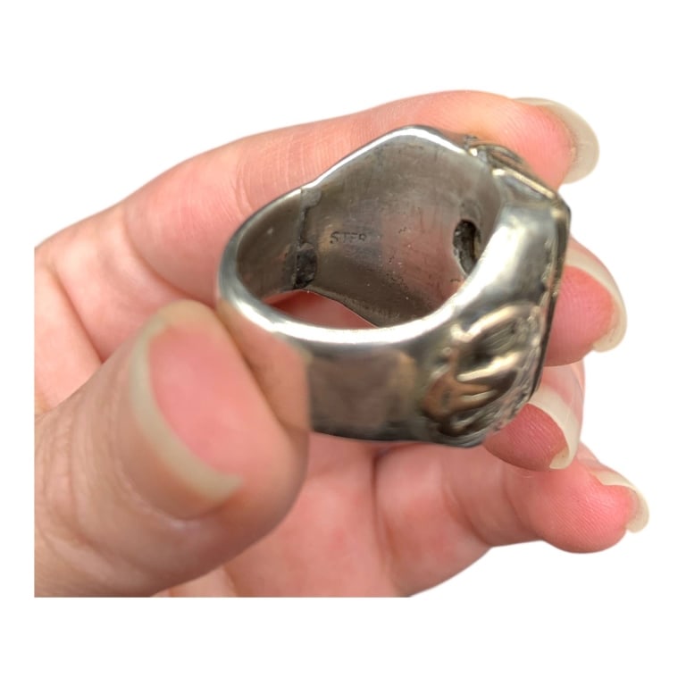 STERLING SILVER MASONIC RING 8.5 - 5