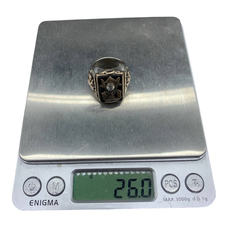 STERLING SILVER MASONIC RING 8.5 - 8