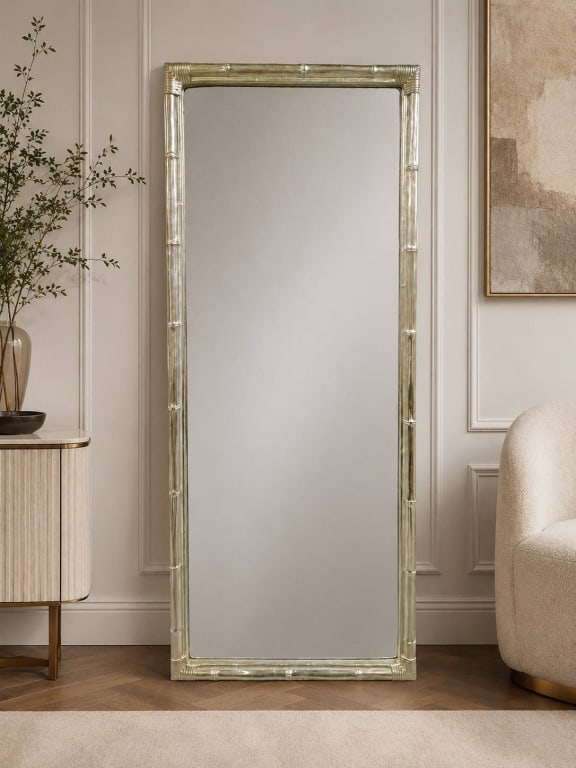 POTTERY BARN FAUX BAMBOO FLOOR MIRROR 67" (1 of 2)