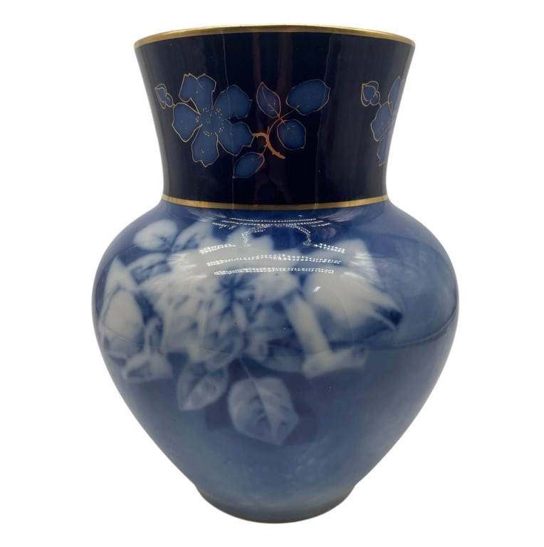UNION LIMOGES FRANCE COBALT BLUE PORCELAIN VASE 10 (1 of 6)