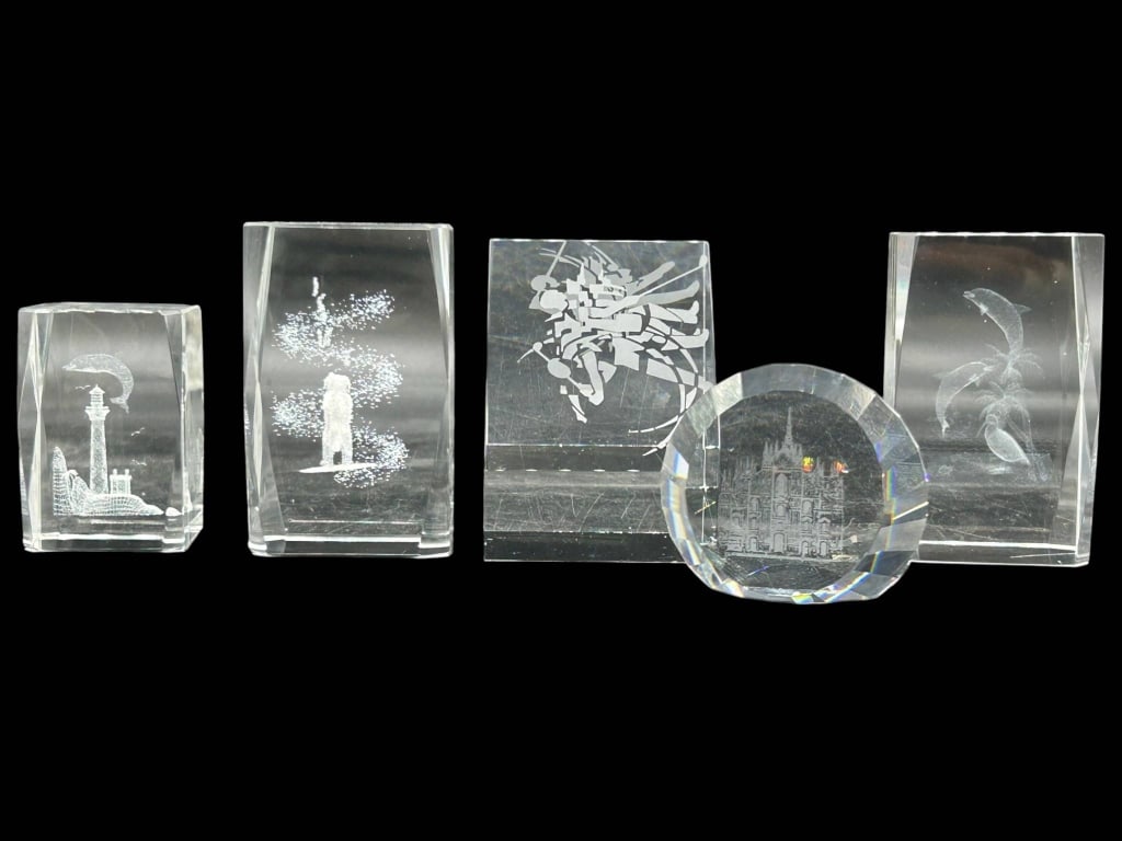 5 LOT CRYSTAL ART BLOCKS INCL. SIGNED STEUBEN (1 of 12)