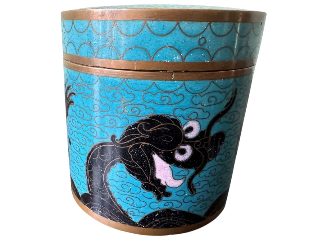 CHINESE BLUE CLOISONNÉ ENAMEL DRAGON JAR (1 of 6)