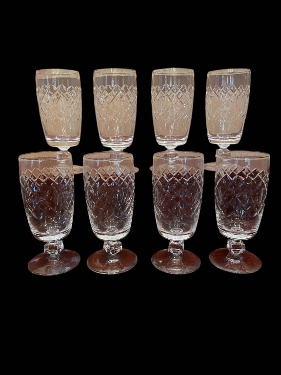 8 CUT CRYSTAL WATER GOBLETS 6" (1 of 4)