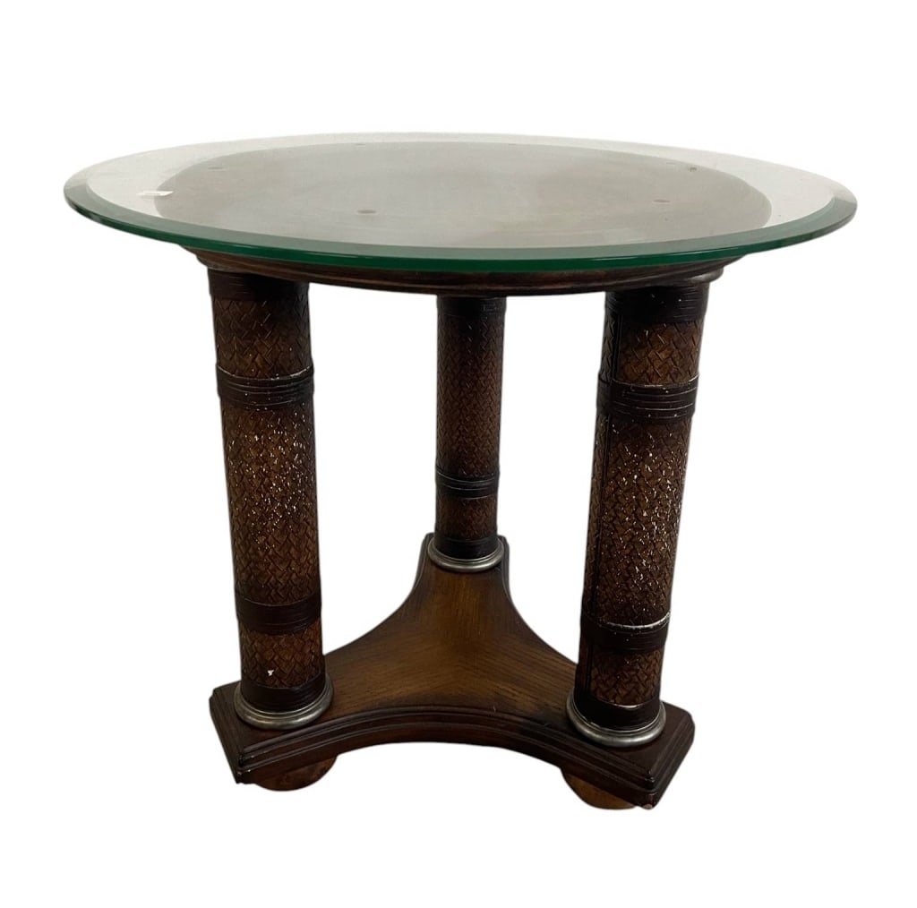 ROUND GLASS TOP END TABLE 24" (1 of 5)