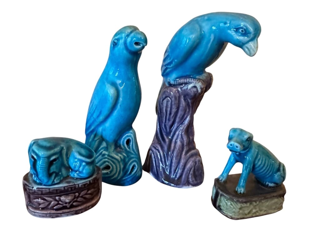 FOUR TURQUOISE GLAZED CERAMIC FIGURES (1 of 3)