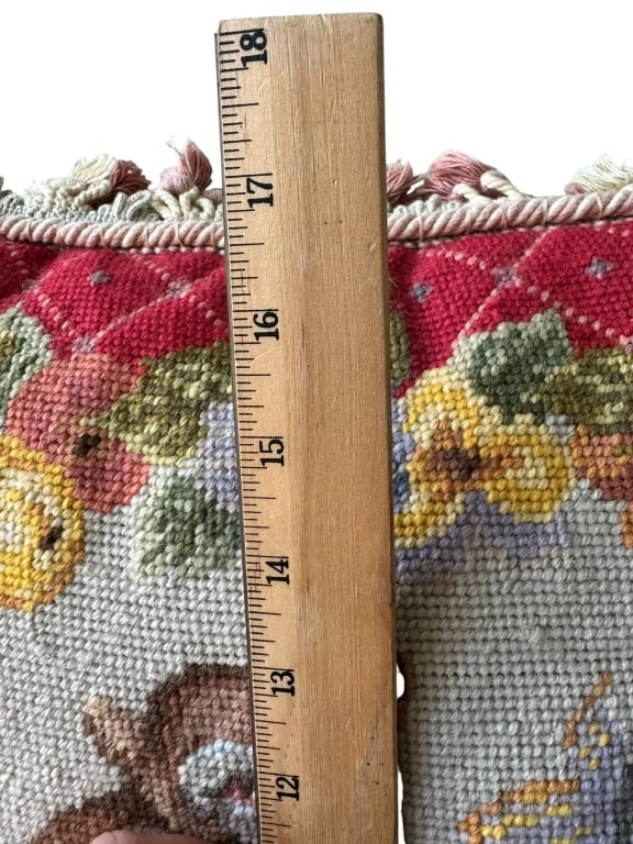 NEEDLEPOINT PILLOW WITH MONKEY DESIGN - 3