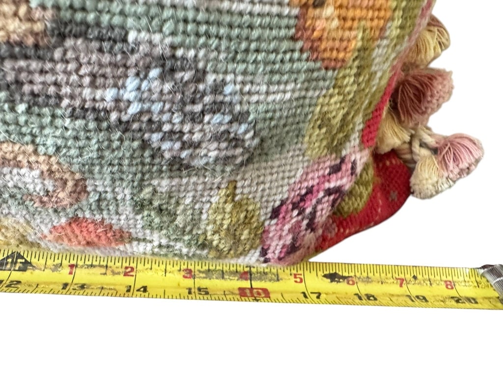 NEEDLEPOINT PILLOW WITH MONKEY DESIGN - 4
