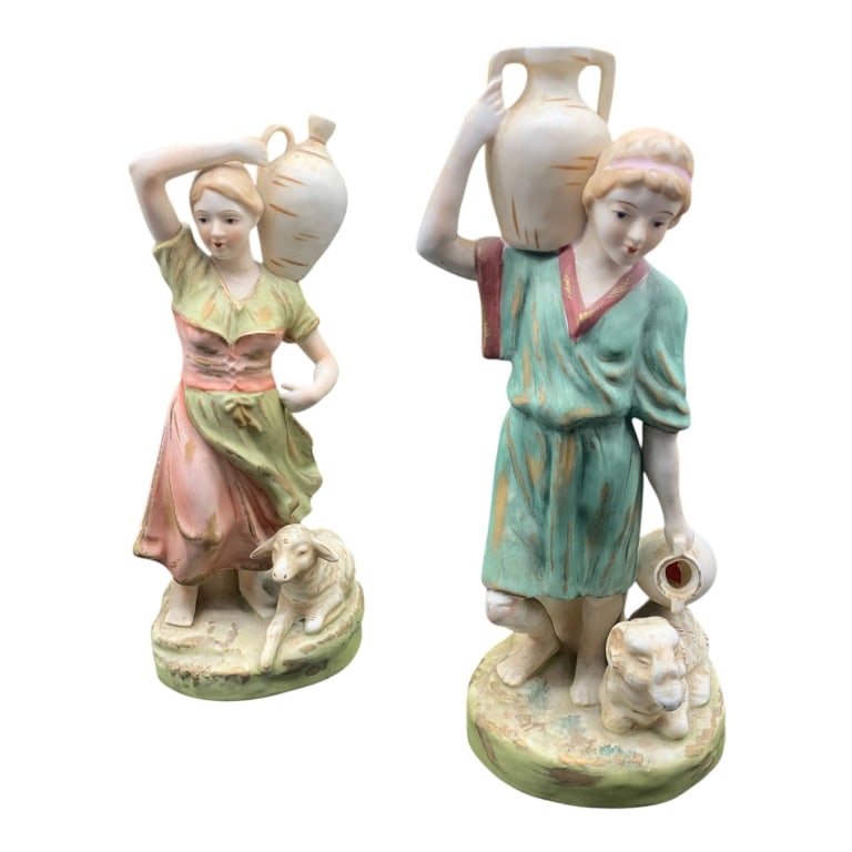 PORCELAIN FIGURINES WITH ANIMALS 12" (1 of 4)