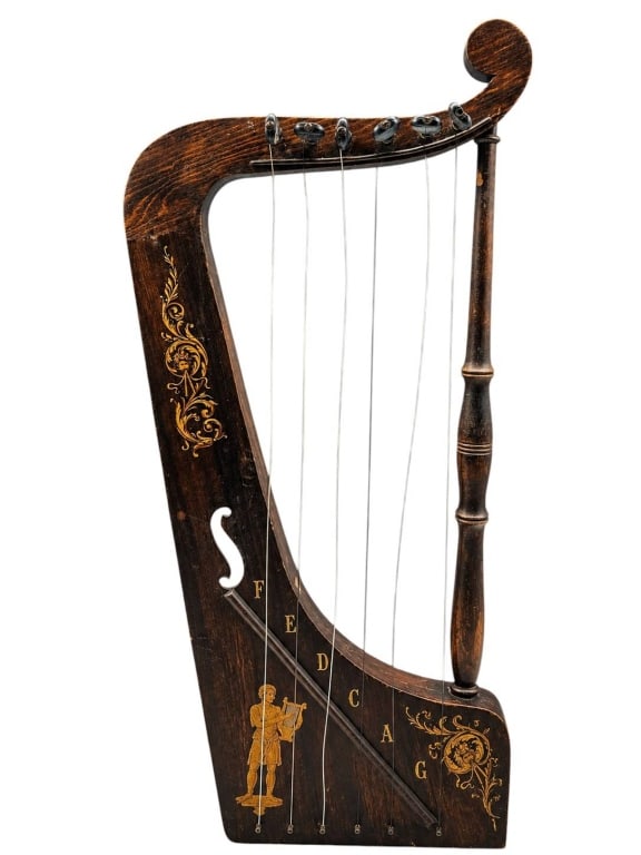 VINTAGE DECORATIVE WOODEN HARP 25" (1 of 10)