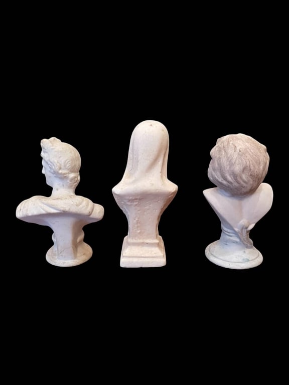 THREE SMALL CLASSICAL MARBLE BUSTS 5" - 3