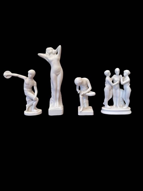 FOUR WHITE CLASSICAL CERAMIC FIGURINES 6" (1 of 4)