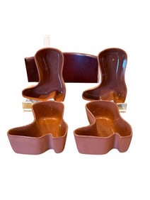 4 CERAMIC COWBOY BOOT-SHAPED DISHES SET
