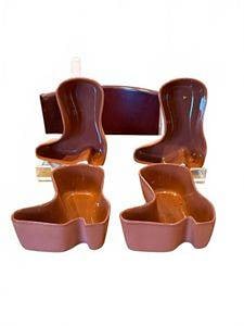 4 CERAMIC COWBOY BOOT-SHAPED DISHES SET - 2