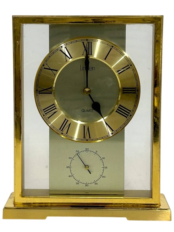 LINDEN QUARTZ BRASS DESK CLOCK 8" (1 of 6)