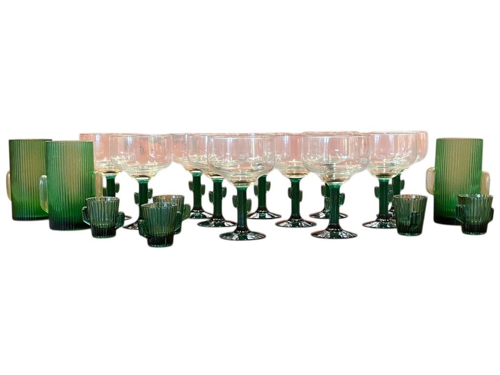 20 PCS GREEN CACTUS GLASSWARE SET (1 of 10)