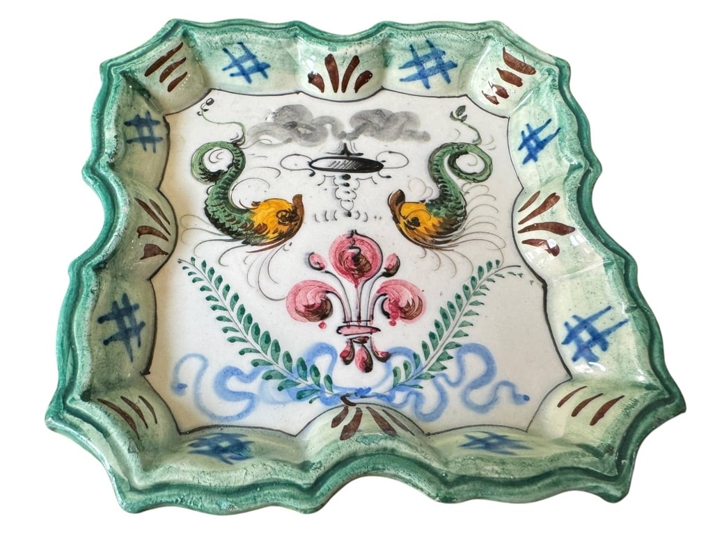 ITALIAN HANDPAINTED MAJOLICA SQUARE DISH (1 of 4)