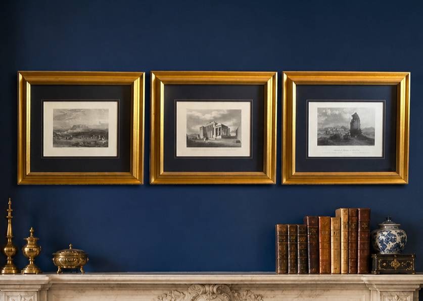 3 VINTAGE FRAMED ATHENS GREECE LITHOGRAPHS 16" (1 of 7)